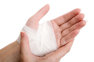 instructor training hand bandaged
